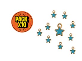 Dije Esmaltado Estrella Dorada Pequeña Celeste x 10 Unidades